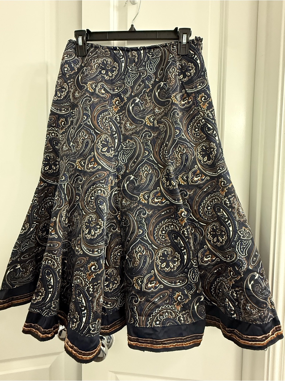 Vintage Alkis Women's Paisley A-Line Skirt Cotton Blend Chic Romantic Timeless